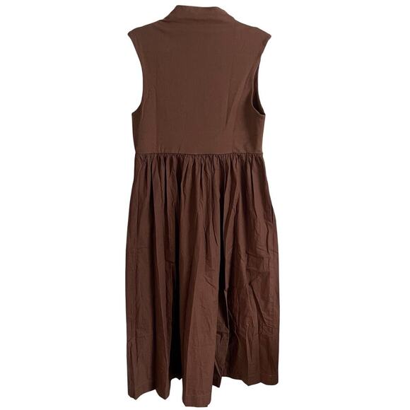 J.Crew Fitted Knit Mockneck Dress with Poplin Skirt Mixty Brown Size Large NWT - Picture 7 of 7